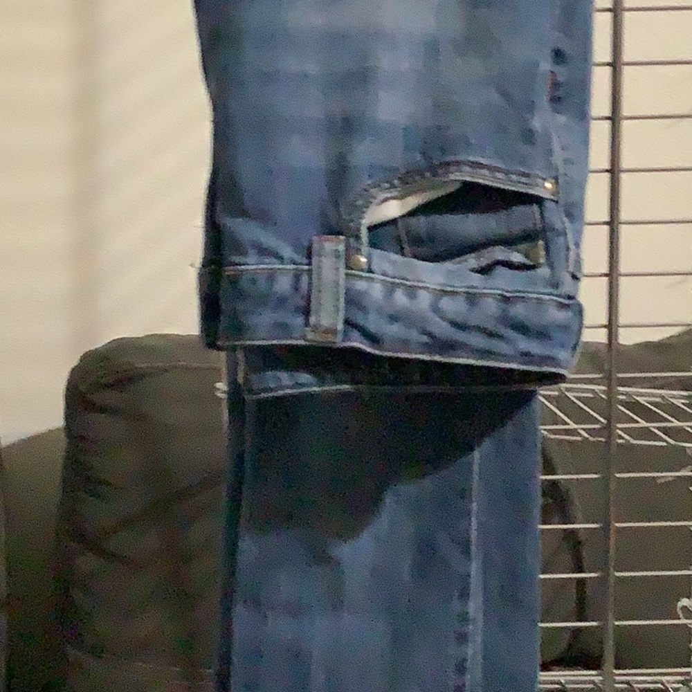 Dark wash anchor blue jeans